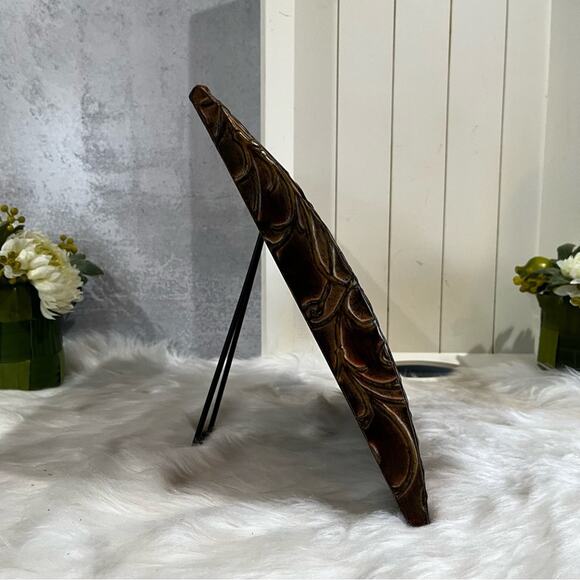 NEW Z Gallerie Curved Metal Scroll Etched Vines Frame 5x7 Green Amber NWOT - Picture 7 of 15